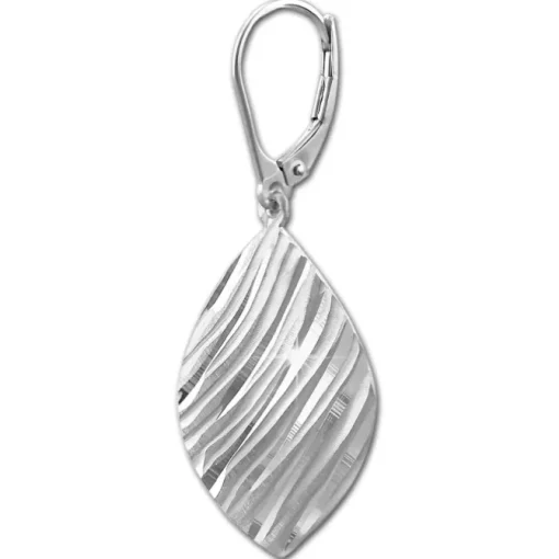 SilberDream Ohrhänger Blatt diamantiert 925er Silber Damen Ohrring SDO4320J