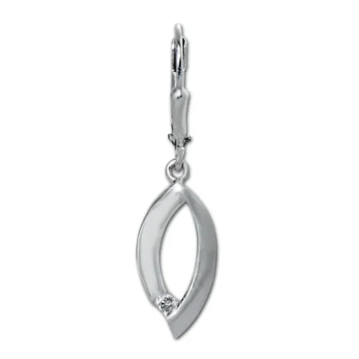 SilberDream Ohrhänger Blatt Zirkonia weiß 925 Sterling Silber Damen SDO4380W