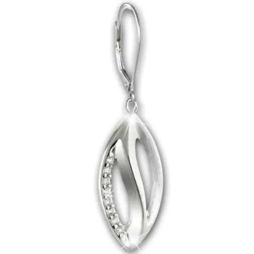 SilberDream Ohrhänger Blatt Zirkonia 925er Sterling Silber Damen SDO4348W