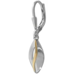 SilberDream Ohrhänger Blatt bicolor 925 Sterling Silber Damen SDO4386T