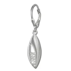 SilberDream Ohrhänger Blatt Zirkonia weiß 925 Silber Damen Ohrring SDO355M
