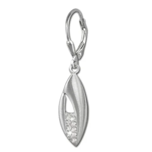 SilberDream Ohrhänger Blatt Zirkonia weiß 925 Silber Damen Ohrring SDO355M