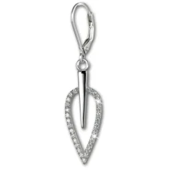 SilberDream Ohrhänger Blatt Zirkonia weiß 925 Silber Ohrring SDO4285W