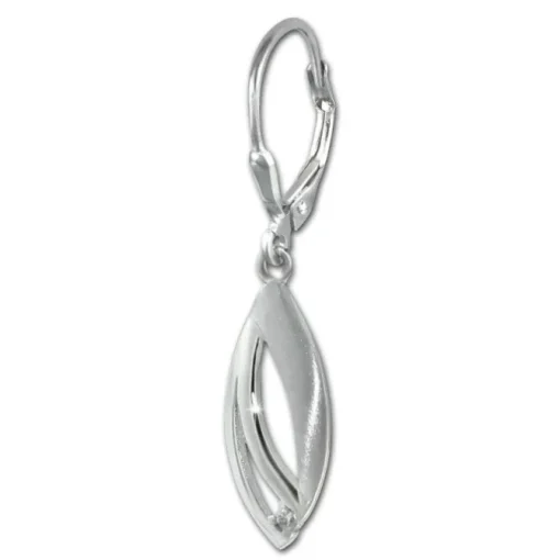 SilberDream Ohrhänger Blatt Zirkonia weiß 925 Sterling Silber Damen SDO4394W