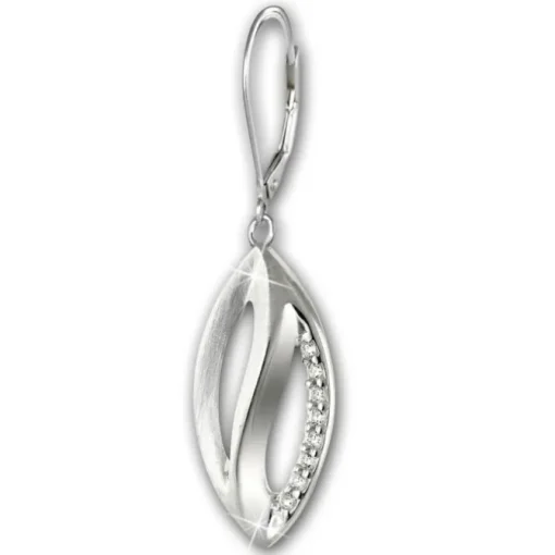 SilberDream Ohrhänger Blatt Zirkonia 925er Sterling Silber Damen SDO4348W