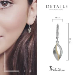 SilberDream Ohrhänger Blatt bicolor 925 Sterling Silber Damen SDO4386T