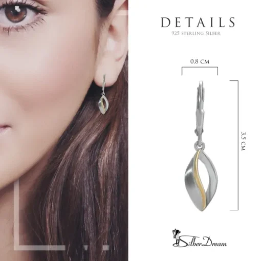 SilberDream Ohrhänger Blatt bicolor 925 Sterling Silber Damen SDO4386T