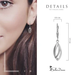 SilberDream Ohrhänger Blatt Zirkonia weiß 925 Sterling Silber Damen SDO4394W