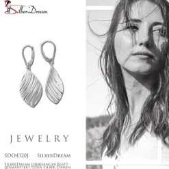 SilberDream Ohrhänger Blatt diamantiert 925er Silber Damen Ohrring SDO4320J