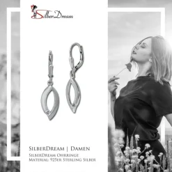SilberDream Ohrhänger Blatt Zirkonia weiß 925 Sterling Silber Damen SDO4380W