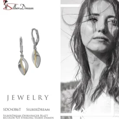 SilberDream Ohrhänger Blatt bicolor 925 Sterling Silber Damen SDO4386T