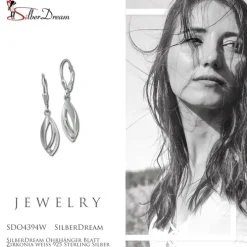 SilberDream Ohrhänger Blatt Zirkonia weiß 925 Sterling Silber Damen SDO4394W