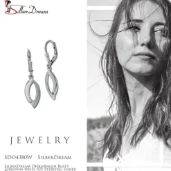 SilberDream Ohrhänger Blatt Zirkonia weiß 925 Sterling Silber Damen SDO4380W