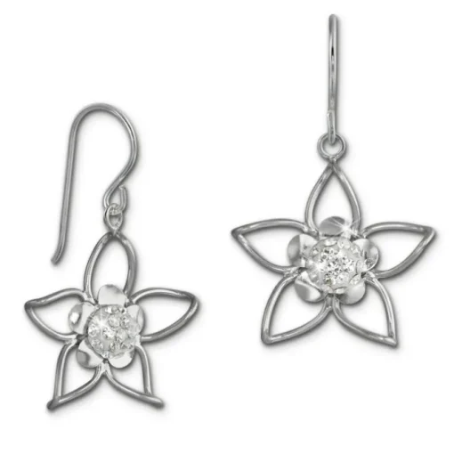 SilberDream Ohrhänger Blume Zirkonia weiß 925er Silber Damen SDO461W