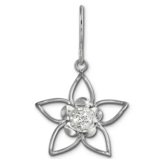 SilberDream Ohrhänger Blume Zirkonia weiß 925er Silber Damen SDO461W