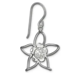 SilberDream Ohrhänger Blume Zirkonia weiß 925er Silber Damen SDO461W
