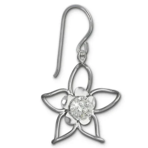 SilberDream Ohrhänger Blume Zirkonia weiß 925er Silber Damen SDO461W