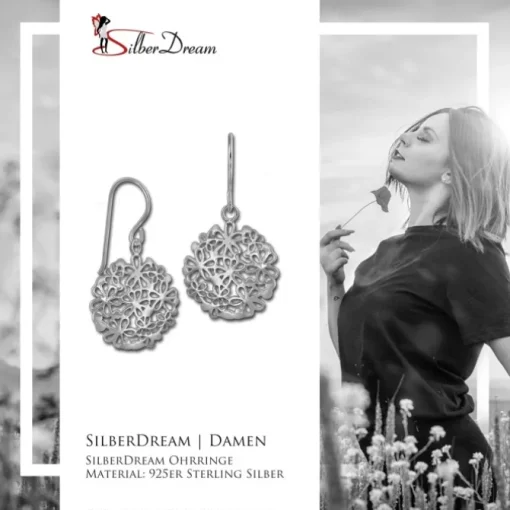 SilberDream Ohrhänger Blumenscheibe 925er Silber Damen Ohrringe SDO469J