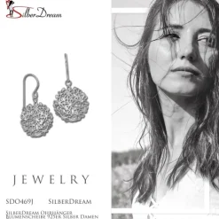 SilberDream Ohrhänger Blumenscheibe 925er Silber Damen Ohrringe SDO469J