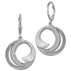 SilberDream Ohrhänger Circle Zirkonia weiß 925 Sterling Silber Damen SDO4376W