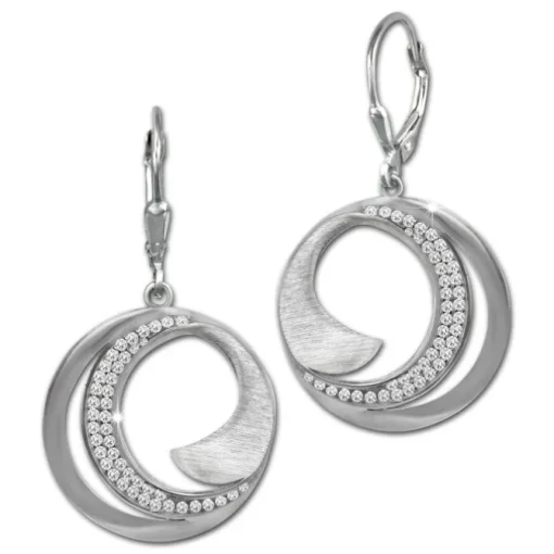 SilberDream Ohrhänger Circle Zirkonia weiß 925 Sterling Silber Damen SDO4376W