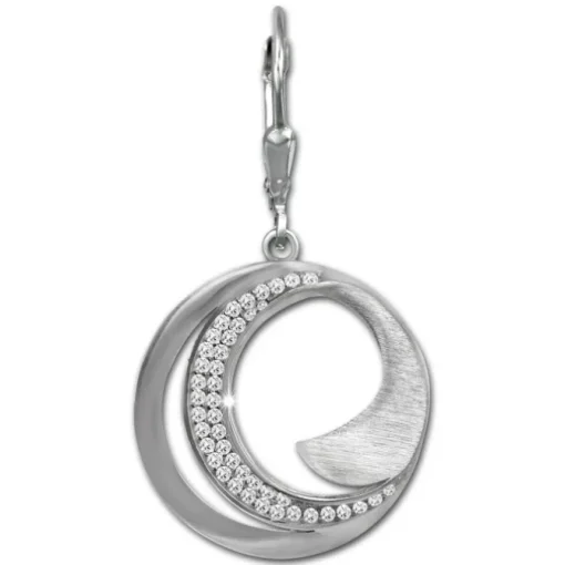 SilberDream Ohrhänger Circle Zirkonia weiß 925 Sterling Silber Damen SDO4376W