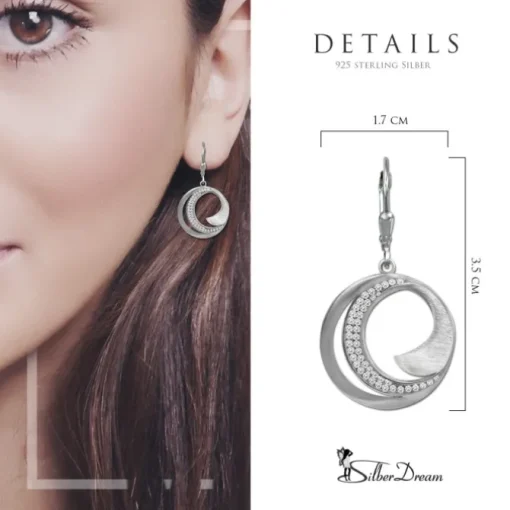 SilberDream Ohrhänger Circle Zirkonia weiß 925 Sterling Silber Damen SDO4376W