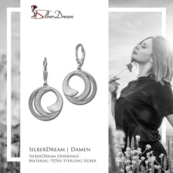 SilberDream Ohrhänger Circle Zirkonia weiß 925 Sterling Silber Damen SDO4376W
