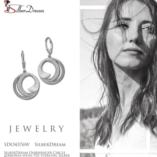 SilberDream Ohrhänger Circle Zirkonia weiß 925 Sterling Silber Damen SDO4376W
