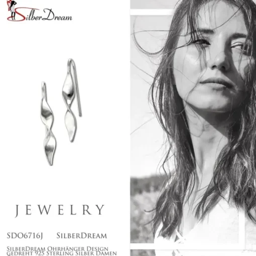 SilberDream Ohrhänger Design gedreht 925 Sterling Silber Damen Ohrringe SDO6716J