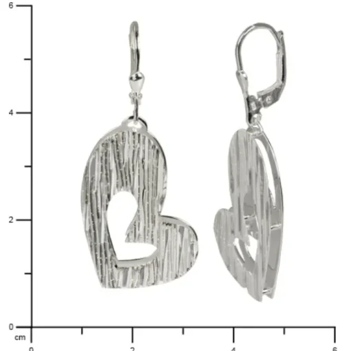 SilberDream Ohrhänger Doppelherz 925 Sterling Silber Ohrring SDO324