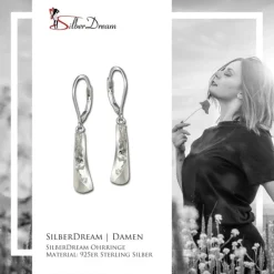 SilberDream Ohrhänger 3D-Rechteck 925 Sterling Silber Damen Ohrring SDO4342J