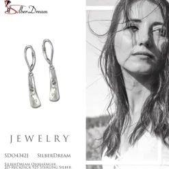 SilberDream Ohrhänger 3D-Rechteck 925 Sterling Silber Damen Ohrring SDO4342J