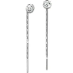 SilberDream Ohrhänger Durchzieher Zirkonia weiß 4mm 925 Silber SDO5964W