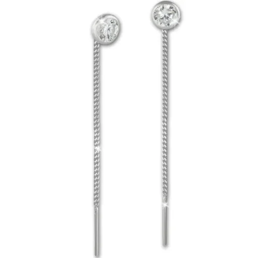 SilberDream Ohrhänger Durchzieher Zirkonia weiß 4mm 925 Silber SDO5964W