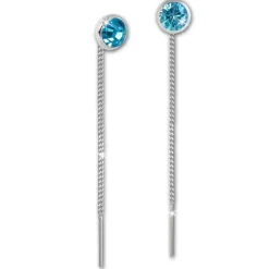 SilberDream Ohrhänger Durchzieher Zirkonia türkis 5mm 925 Silber SDO5965T