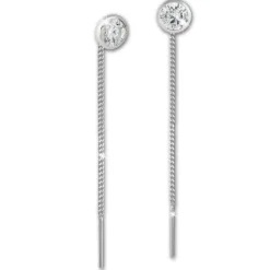 SilberDream Ohrhänger Durchzieher Zirkonia weiß 5mm 925 Silber SDO5965W