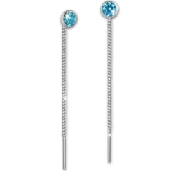 SilberDream Ohrhänger Durchzieher Zirkonia türkis 3mm 925 Silber SDO5963T
