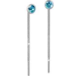 SilberDream Ohrhänger Durchzieher Zirkonia türkis 4mm 925 Silber SDO5964T