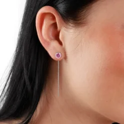 SilberDream Ohrhänger Durchzieher Zirkonia rosa 5mm 925 Silber SDO5965A