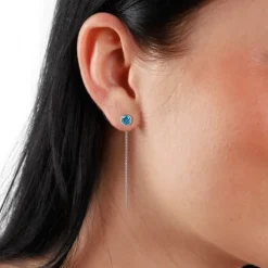 SilberDream Ohrhänger Durchzieher Zirkonia türkis 4mm 925 Silber SDO5964T