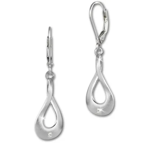 SilberDream Ohrhänger Elegance Zirkonia weiß 925 Silber Ohrring SDO4284W