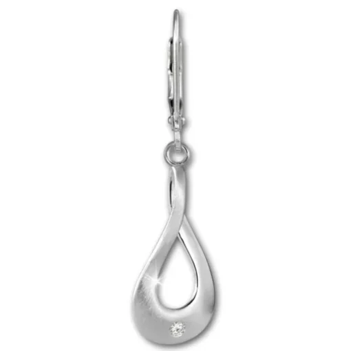 SilberDream Ohrhänger Elegance Zirkonia weiß 925 Silber Ohrring SDO4284W
