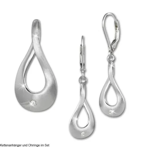 SilberDream Ohrhänger Elegance Zirkonia weiß 925 Silber Ohrring SDO4284W