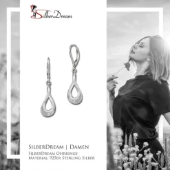 SilberDream Ohrhänger Elegance Zirkonia weiß 925 Silber Ohrring SDO4284W