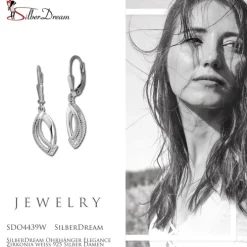 SilberDream Ohrhänger Elegance Zirkonia weiß 925 Silber Damen Ohrring SDO4439W
