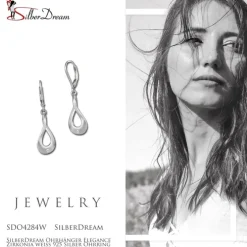 SilberDream Ohrhänger Elegance Zirkonia weiß 925 Silber Ohrring SDO4284W