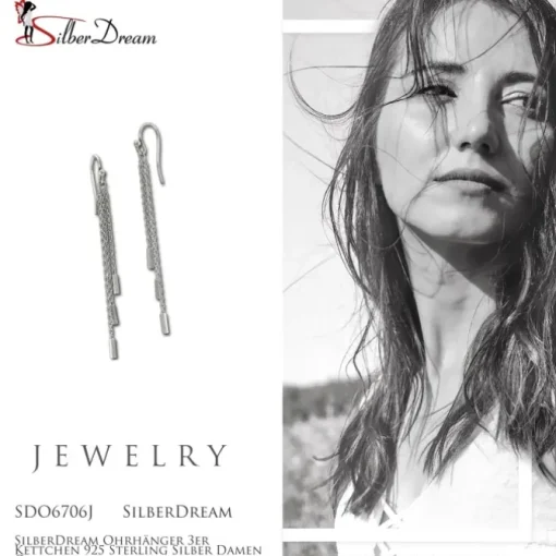 SilberDream Ohrhänger 3er Kettchen 925 Sterling Silber Damen Ohrringe SDO6706J