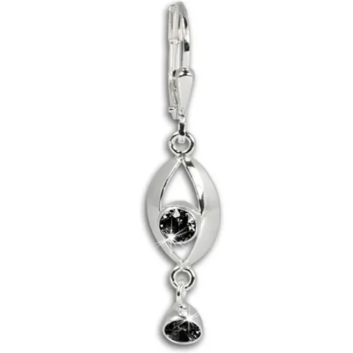 SilberDream Ohrhänger Eye Zirkonia schwarz Ohrring 925 Silber SDO523S