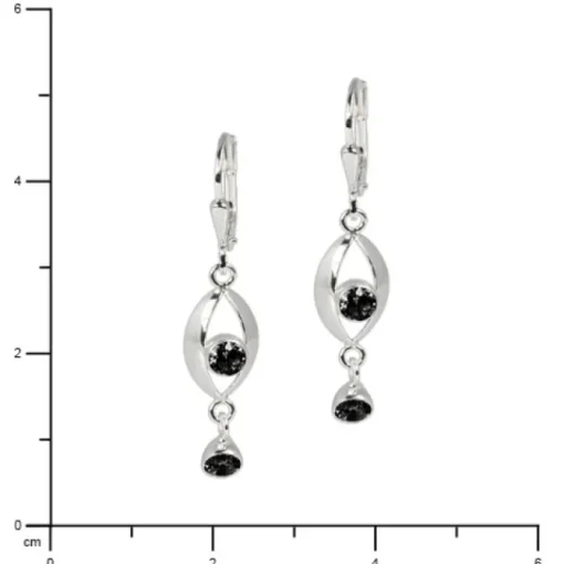 SilberDream Ohrhänger Eye Zirkonia schwarz Ohrring 925 Silber SDO523S